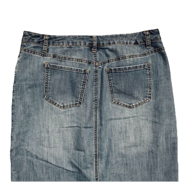 Cristopher & Banks Midi Denim Skirt 8 (32x30) Blue Jean Pockets Womens - Picture 7 of 7